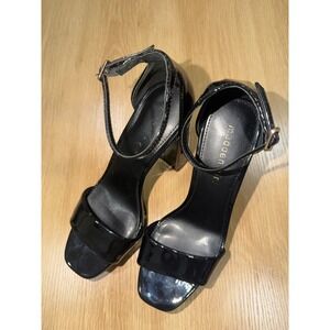 Madden Girl Omega Black Patent Platform Block Heel Sandals